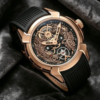 Montre-bracelet mécanique pour homme, cadran Dragon Jumeau ajouré et transparent, mouvement mécanique, tendance et unique