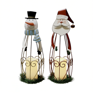 Paquete de 2 Faroles de Metal con Luces LED de Santa Claus, Decoración Navideña para el Hogar, Iluminación Decorativa para la Temporada Festiva - Product Image 1