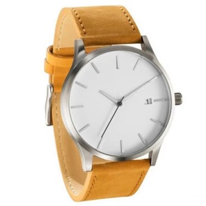 Montre à quartz classique et simple pour homme avec fonction calendrier, aiguille des secondes rouge, bracelet en cuir marron, style décontracté et professionnel, vente en gros - Product Image 3