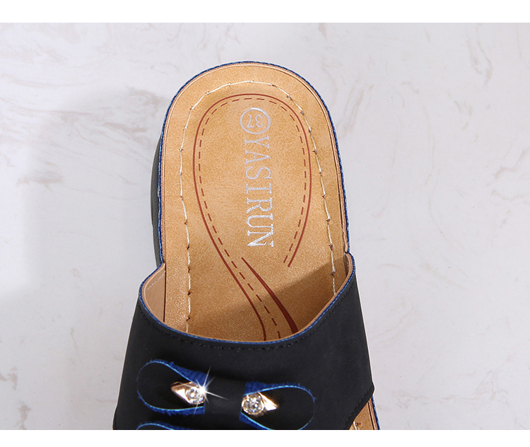 Ladies Casual High Heel Sandals Round Head Thick Platform Casual Flip Flops Sandals for Women