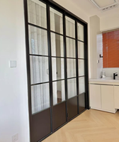 Porte accordéon moderne en aluminium et verre coupe-vent pour balcon et terrasse