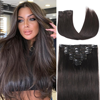 Extensions de cheveux à clips double épaisseur, 7 pièces, 12-30 pouces, pointes pleines et épaisses, sans perte de cheveux, multicolores, en vrac