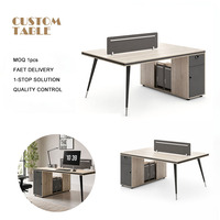 Meubles de bureau contemporains, structure en bois, panneau d'intimité, rangement intelligent, aménagement ergonomique, poste de travail de bureau commercial