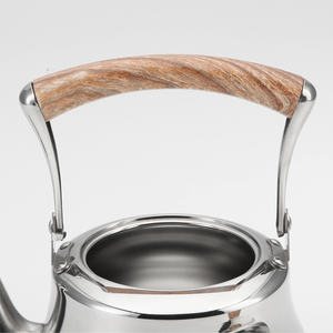 Teiera in Acciaio Inox Lucidato Argento con Manico in Legno Isolato, Fondo Piatto per Induzione e <span class=keywords><strong>Gas</strong></span>, Vendita all'Ingrosso - Product Image 6