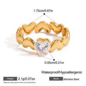 แหวนเซ็ต ERESI NEW BOHO TEAR EYE ZIRCON BEAUTY LINE WAVE ดีไซน์สวยเก๋สำหรับใส่ทุกวัน รุ่นฮิตประจำฤดูร้อน ชุบทอง 18k PVD บนสแตนเลสสตีล สำหรับผู้หญิง - Product Image 2