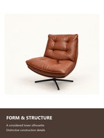 Fauteuil de salon moderne de luxe rembourré, fauteuil pivotant d'appoint, fauteuil de lecture en similicuir à siège unique pour salon, hôtel
