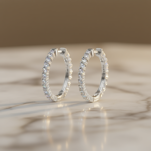 Orecchini a Cerchio Belkina in Argento 925 Placcato Rodio con Cristalli Incastonati, Gioielli di Lusso da Donna per Uso Quotidiano - Product Image 2