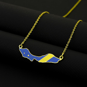 Curacao mapa bandera colgante collar de acero inoxidable Collier en Acier inoxydable avec pendentif Drapeau de <span class=keywords><strong>La</strong></span> carte du Curacao - Product Image 3