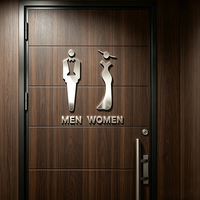 Plaque de porte de toilettes moderne en acrylique 3D personnalisée, miroir écologique, logo personnalisé, pour hôtel de luxe, bureau, hommes/femmes