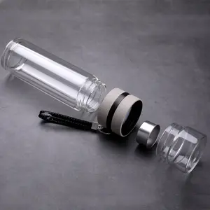 Personalizza la bottiglia d'acqua in vetro borosilicato alto Thermos a doppia parete per fare la bottiglia di tè