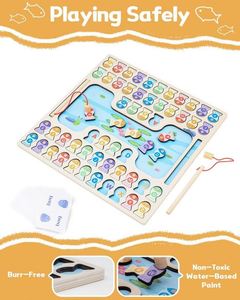 Preschool ABC Alphabet Learning Color Recognition Matching <b>Puzzle</b> 2 Players Battle Magnetic Wooden Fishing Game - Product Image 3