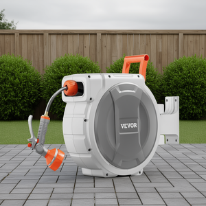 ที่ม้วนเก็บสายยางติดผนังแบบยืดหดได้ Vevor ขนาด 65 ฟุต 1/2 นิ้ว สายยางพลาสติก พร้อมหัวฉีดสเปรย์ สำหรับใช้งานกลางแจ้งในสวน - Product Image 2