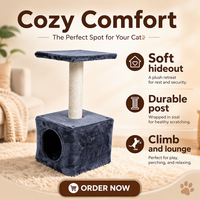 Arbre à chat moderne compact pour intérieur, tour à chat en peluche, griffoir, maisonnette pour chat, jouet en sisal FIRSTWELL 60cm 2 niveaux