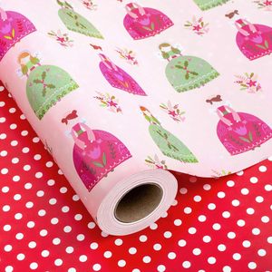 Pink Christmas Wrapping Paper Roll 17in x 33ft Double Sided Eco Friendly Gift Wrap For Baby Shower Birthday Craft - Product Image 1