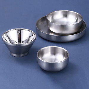 Kommerzieller und Haushaltsgeeigneter 8 Zoll Doppelwandiger Edelstahl-Servierteller für Salat, Eiscreme und Desserts - Product Image 5