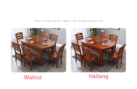 Tables et chaises en bois de style chinois moderne pour restaurant, ensemble rectangulaire en bois massif, table à manger avec 6 chaises