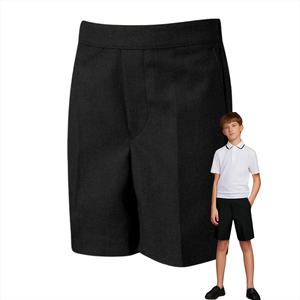 Shorts d'uniforme scolaire gris mi-longs pour garçons du collège, personnalisés en usine, en tissu durable et infroissable - Product Image 2