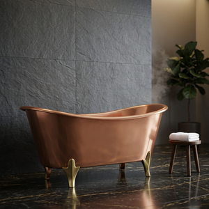 Baignoire autoportante vintage en cuivre à pieds de griffe, ovale courbée, pour salle de bain de luxe - Product Image 3