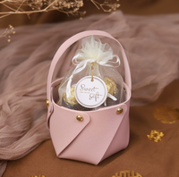 Sacs cadeaux en cuir personnalisés pour mariage avec pochette à bonbons, ruban élégant pour fête - Vente en gros, couleur et taille personnalisées OEM/ODM