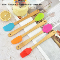 Mini spatule, kit de pâtisserie 5 pièces avec cuillère en silicone et brosse à graisser, qualité alimentaire, sans BPA, passe au lave-vaisselle