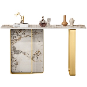 Mesa <span class=keywords><strong>Consola</strong></span> Moderna de Lujo para <span class=keywords><strong>Recibidor</strong></span>, con Tapa de Losa de Roca y Mármol, Mesa Auxiliar de Metal para Entrada, Porche o Sala de Estar - Product Image 6