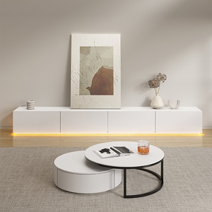Meubles de salon nordiques support de <span class=keywords><strong>Console</strong></span> de dessus en marbre <span class=keywords><strong>blanc</strong></span> de style élevé banc de télévision armoires de salon avec Table basse support de télévision - Product Image 1