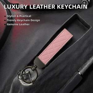 Llavero de Cuero Genuino de Lujo para Automóvil, Hebilla de Color Puro, Accesorios para Automóvil, Regalo Promocional de Moda, Anillo para Llaves - Product Image 3