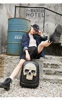 Sac à dos en cuir PU unique sac à dos gothique squelette pour ordinateur portable sac à dos 3D vintage Halloween streetwear unisexe