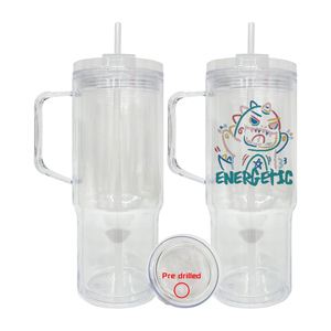 Vaso Acrílico de Plástico con Purpurina de 40 oz Preperforado con Tapón de Silicona para Globo de Nieve DIY - Product Image 1