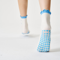 Chaussettes de yoga antidérapantes à volants POPSOX, longueur mi-mollet, légères, pour le ballet, le fitness, la broderie, le Pilates, Kaos Kaki