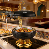 Ensemble de restauration pour buffet d'hôtel, chauffe-plats en acier inoxydable blanc de 8 L, équipement de maintien au chaud pour la restauration arabe