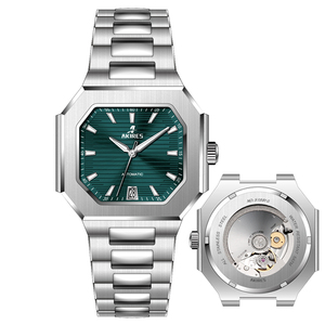 OEM 남성용 맞춤 로고 스테인리스 스틸 브레이슬릿 브러시드 케이스 사파이어 크리스탈 전면 부착 마커 9015 기계식 시계 - Product Image 1