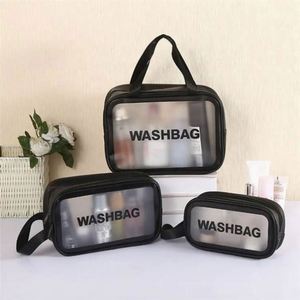 Custom Logo PU Leather PVC Transparent Clear Zipper Beauty Organizer <b>Storage</b> <b>Bath</b> Wash Cosmetic Makeup Bag - Product Image 3