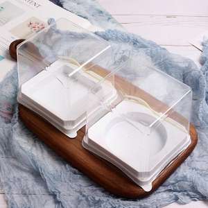 Boîte d'emballage de gâteau carrée transparente de 2 pouces avec fourchette Mousse Gâteau Dessert Pâtisserie Cookie Containers Blister Box - Product Image 1