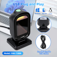 Lecteur de codes-barres 2D haute vitesse pour ordinateur de bureau, filaire USB, pour téléphone portable, ordinateur et étiquettes papier