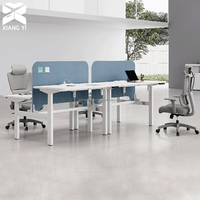 Poste de travail électrique moderne, bureau relevable pour 2 à 4 personnes, table de bureau électrique modulaire, cloisons de bureau en bois