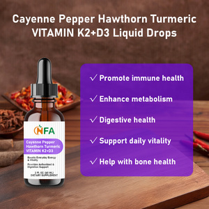 Gouttes liquides OEM de poivre de Cayenne, d'aubépine et de curcuma avec vitamines K2 et D3 pour soutenir la santé des os, immunitaire et digestive - Product Image 6