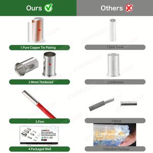 10 valeurs virole en cuivre rouge étamé extrémité de cordon Non isolée bornes électriques câble manchon à sertir connecteurs de fil outil de sertissage - Product Image 3