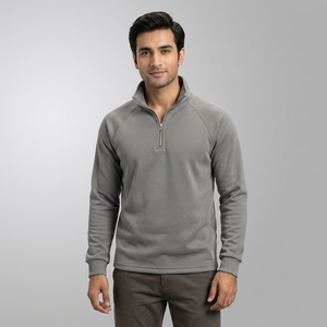 Felpa con Cappuccio Personalizzata da Uomo, Zip 14, Collo Alto, 100% Cotone Felpato, Pullover con Stampa, per Jogging Invernale, Servizio OEM - Product Image 1