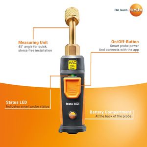 เทสโต้ 552i หัววัดสุญญากาศดิจิตอลไร้สาย VAC สูงสุด 5 บาร์ สำหรับระบบ HVAC ใช้การป้องกันระดับ IP54 - Product Image 2