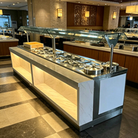 Meja Buffet Kustom dengan Permukaan Marmer, Meja Buffet Modern untuk Restoran, Stasiun Buffet, Dapur Komersial