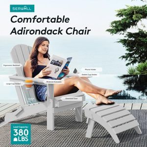 Silla Adirondack Portátil Gris Plateado con Portavasos - Sillas Adirondack de Material Compuesto HDPE, Resistentes al Agua, para Exteriores, para Todo Tipo de Clima - Product Image 6