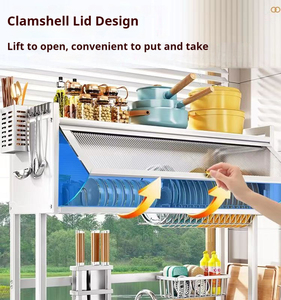 Scaffale Multifunzionale per Cucina - Organizzatore per Lavello in Acciaio al Carbonio a Doppio Livello per Verdure, Ciotole, Piatti, Spezie, Asciugatura e Drenaggio - Product Image 6