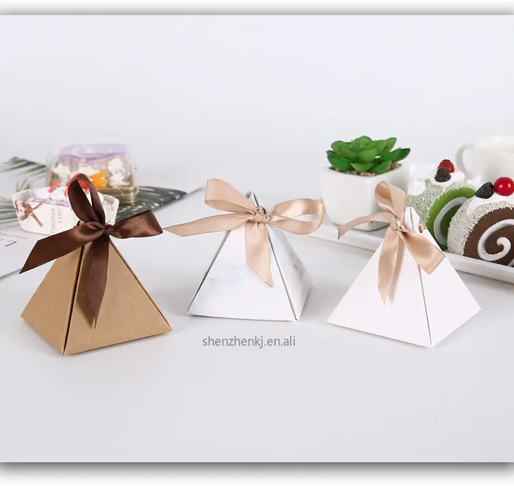 Pyramide triangulaire marbre boîte à bonbons faveur de fête et cadeaux boîte à chocolat Bomboniera boîtes fournitures de décoration de mariage