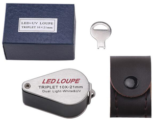 Loupe diamant pour bijouterie, Triplet, Loupe de bijouterie, avec LED + lumières UV, 10X 21MM, vente en gros, - Product Image 1