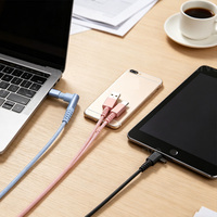 Cable USB-C a USB-A de 90 Grados, Trenzado de Nailon, Duradero, Carga Rápida, Transferencia de Datos de Alta Velocidad para Teléfono Móvil, Portátil y Computadora
