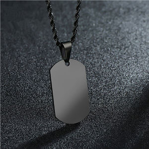 Collar de Joyería de Moda para Parejas, Disco de Acero Inoxidable con Grabado Láser, Cadena Trenzada con Colgante para Imagen - Product Image 3