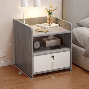 Personalizado al por mayor pequeño estante de almacenamiento gabinete de almacenamiento estante de almacenamiento con cerradura de tres cajones mesita de noche de madera - Product Image 2