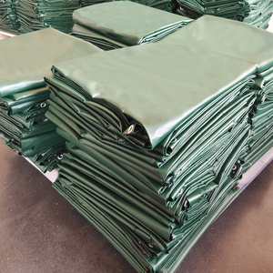 Couvertures enduites de camion de <span class=keywords><strong>bâche</strong></span> de PVC de la feuille 4mX6m de couverture de PVC de couleur verte résistante avec des oeillets - Product Image 5