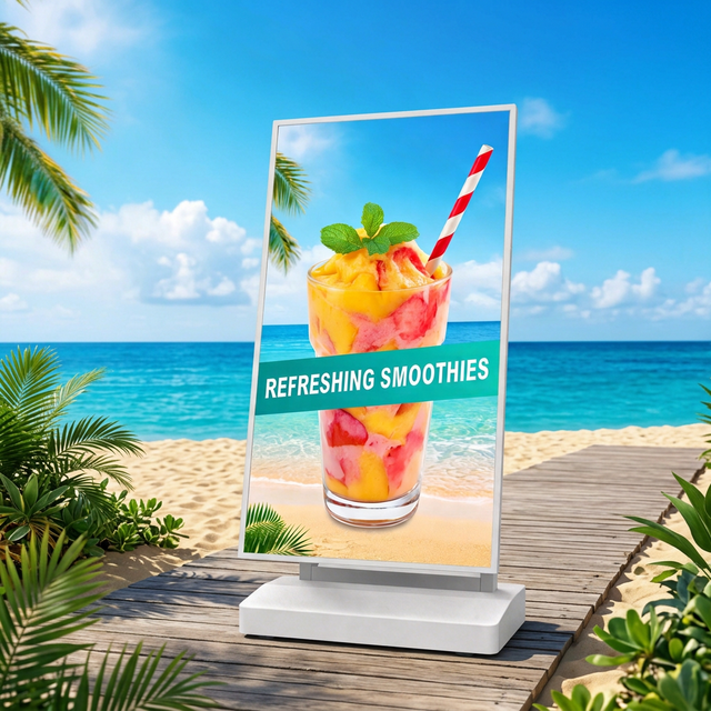 Mobile Digital Signage Display with Wheels 43 Inch Portable LCD Screen Battery Operated Semi Outdoor Poster Advertising Kiosk